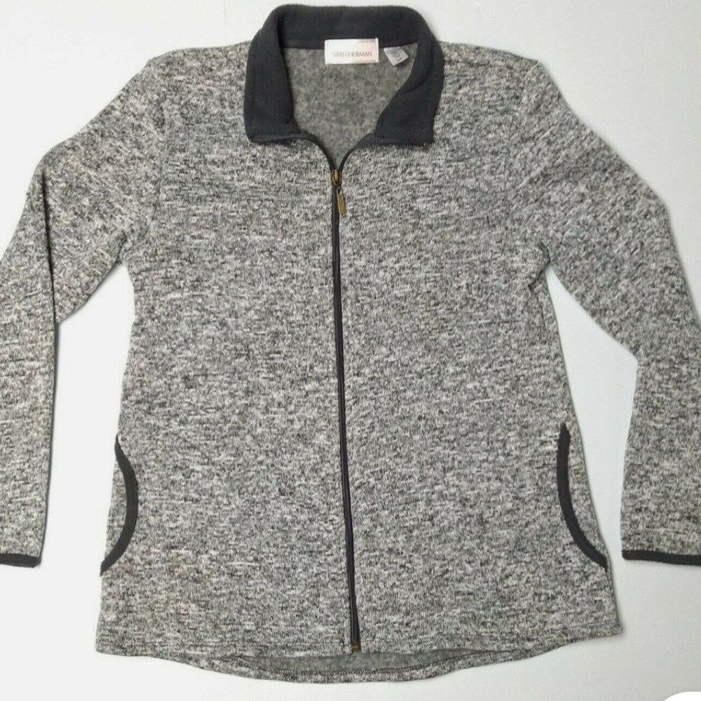 Stan Herman Zipped Front Sweater Fleece Jacket Sz M